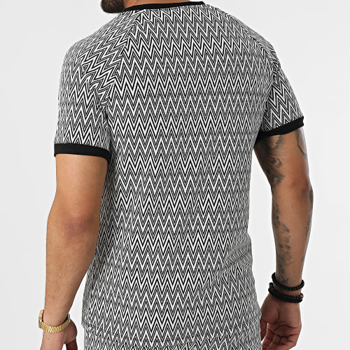 Ensemble Tee Shirt Col Zippé Et Short UY853 Blanc Noir