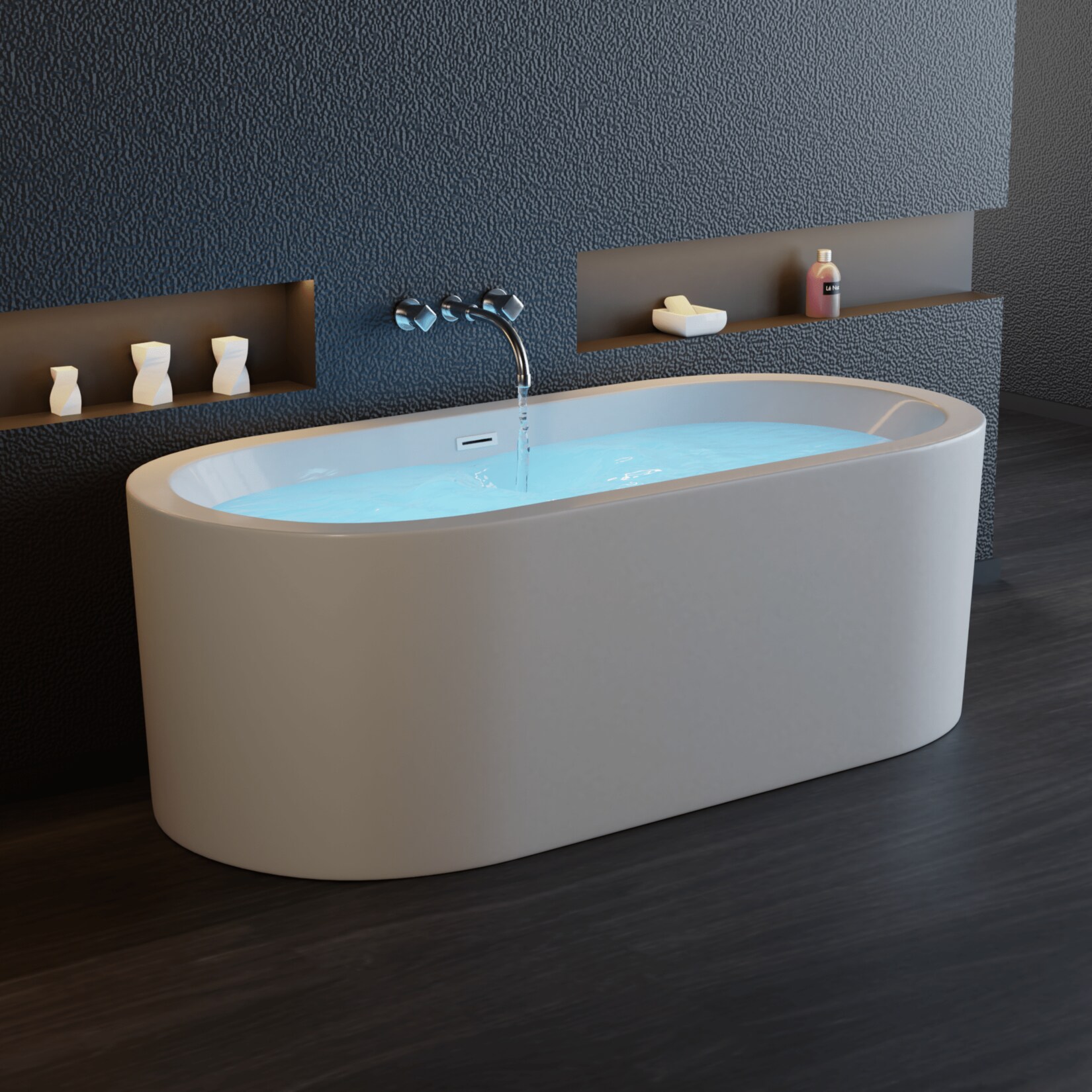 TroniTechnik® Freistehende Badewanne PIPERI Maße ca. 168 x 80 x 60cm Wanne - Füllmenge 210 Liter, aus Acryl mit Siphon