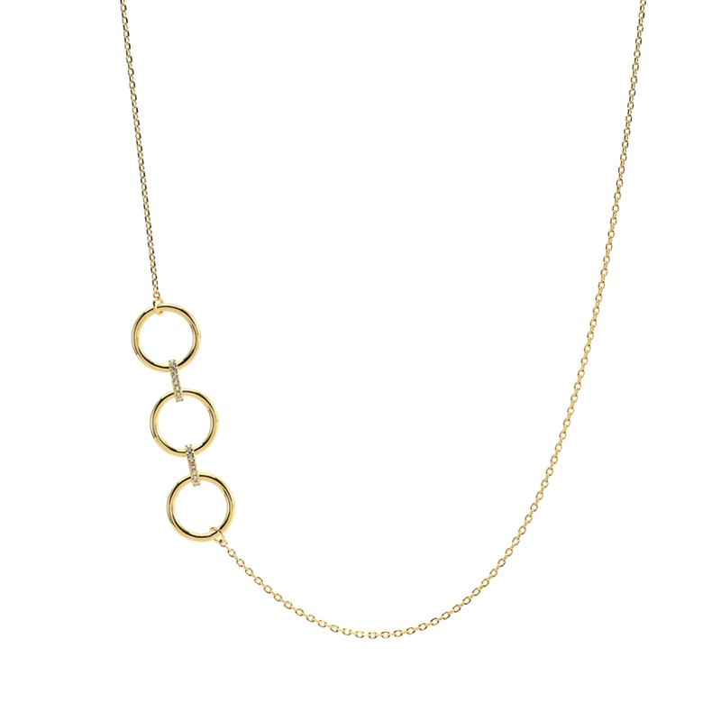 Collier Sautoir Argent Doré élise Sertie De Zirconium Blanc