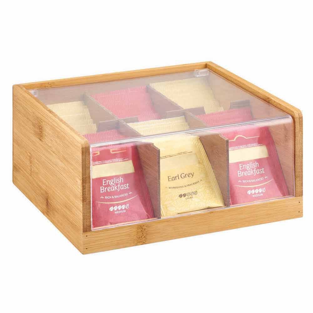 Boîtes à thé en bambou avec couvercle transparent