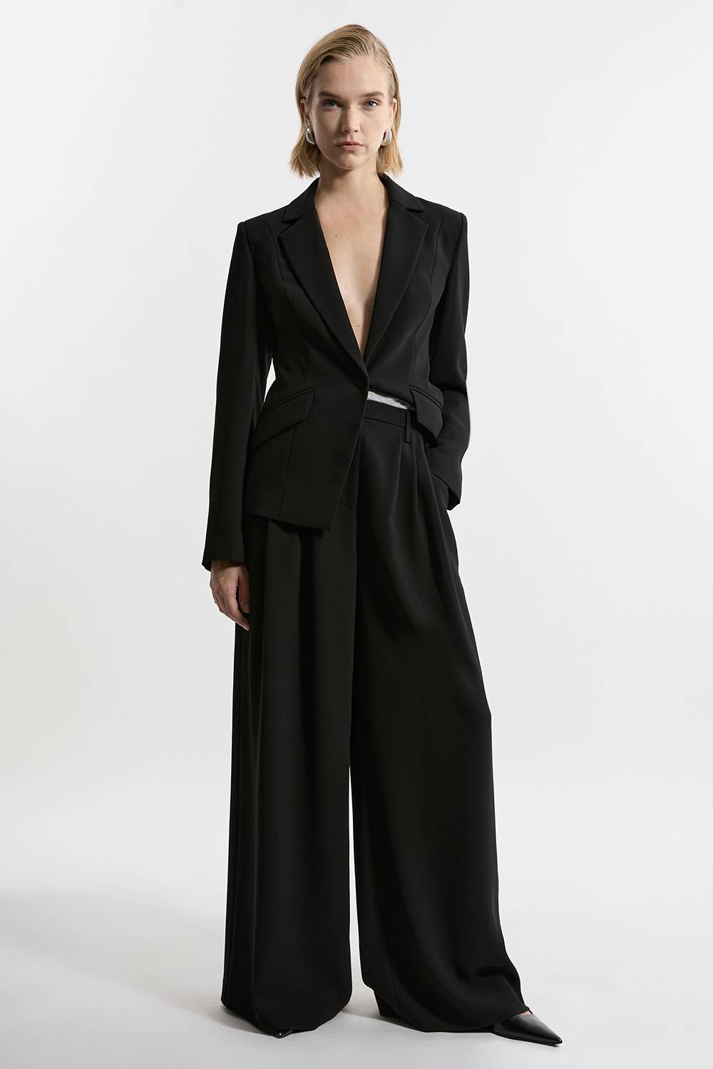 KarenMillen Pantalon à jambes larges avec détail de pli en crêpe sur mesure