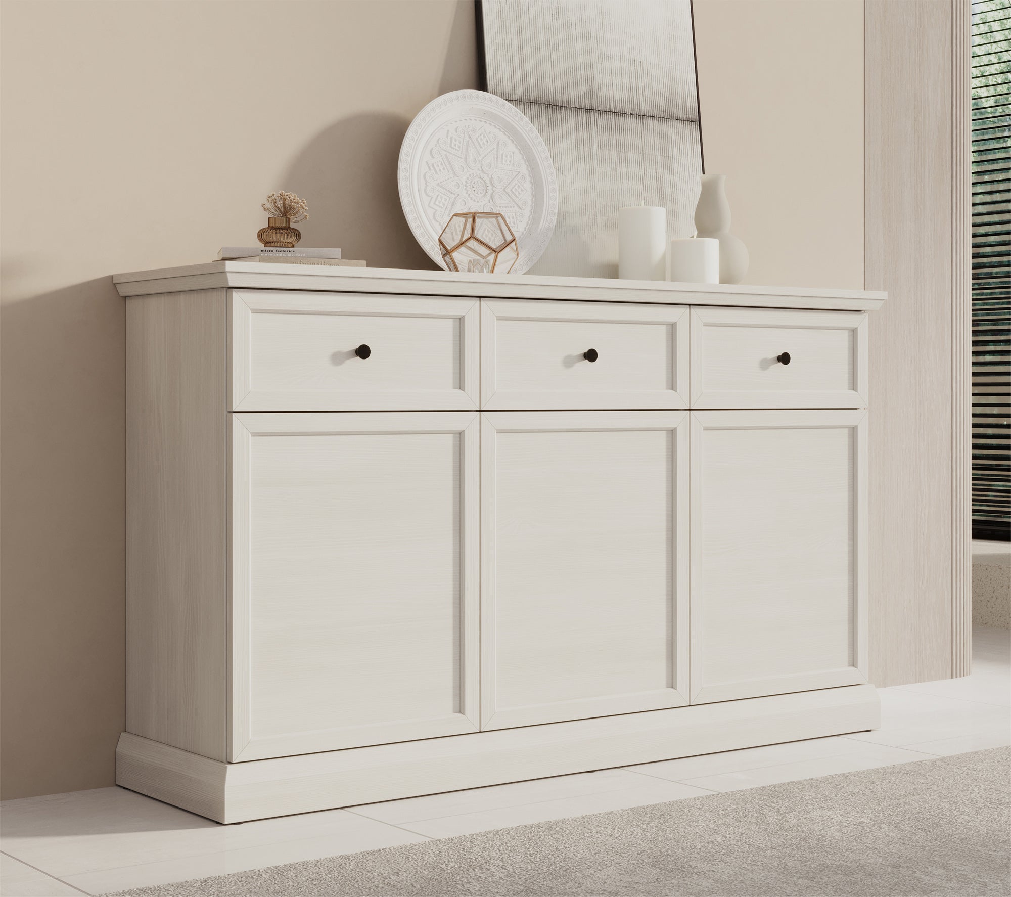 Meubella Dressoir Leroy - Wit eiken - 146 cm