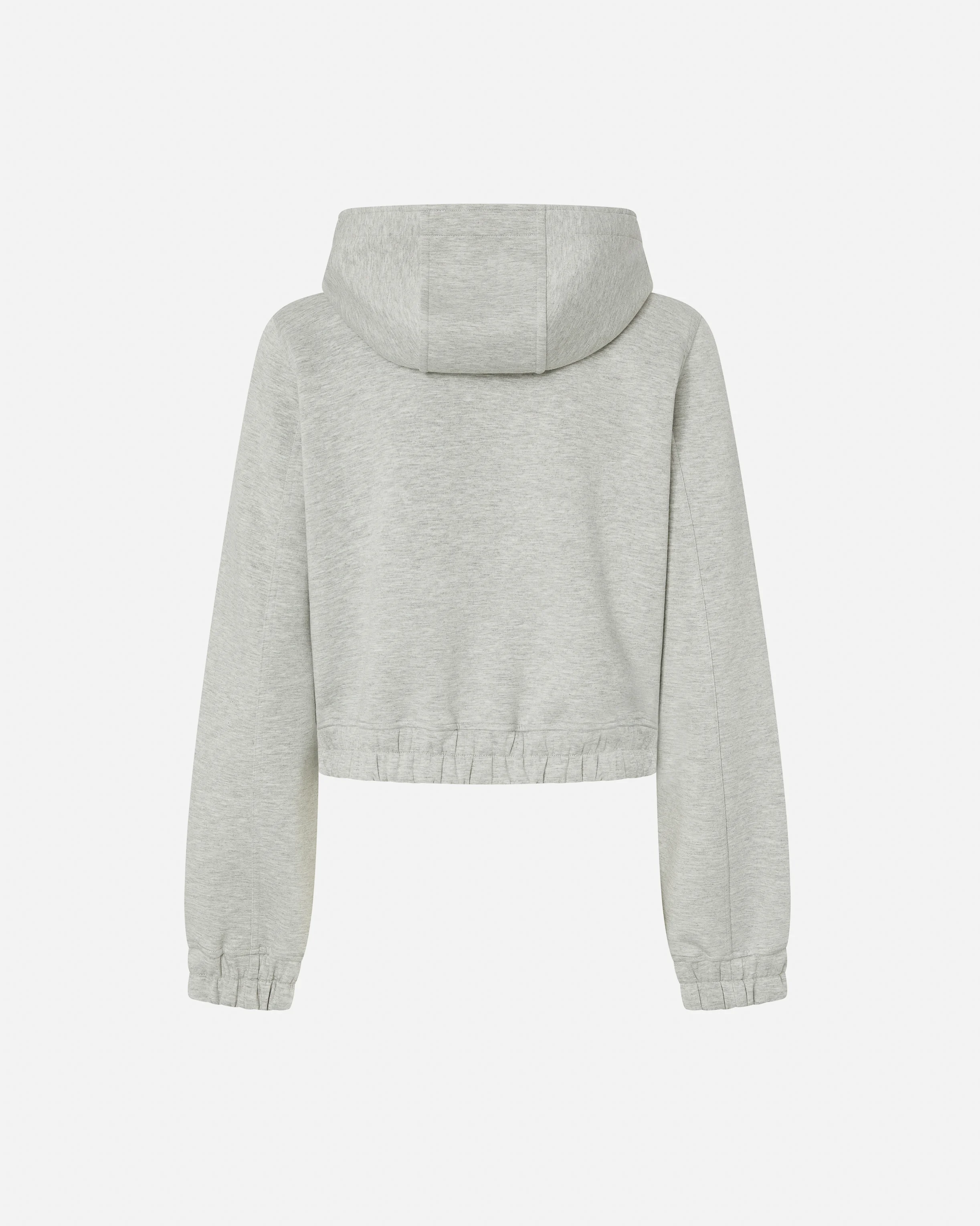Sweat-shirt court à capuche technique chiné | Gris