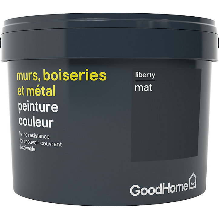 Peinture résistante murs, boiseries et métal GoodHome noir Liberty mat 2,5L