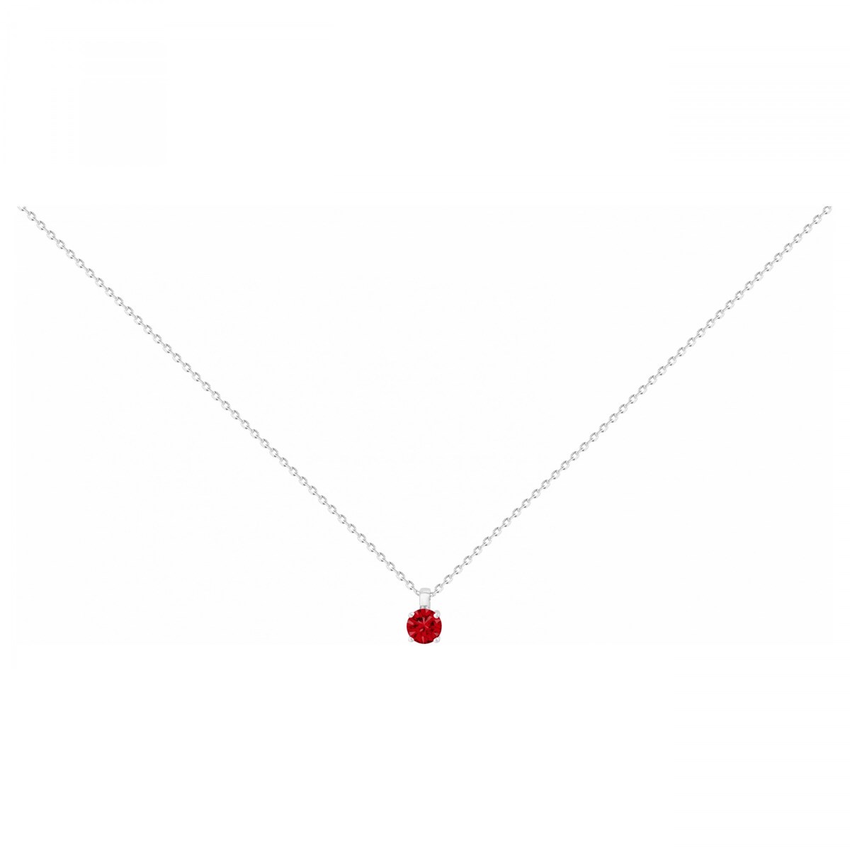 Collier mono-motif en Argent avec spinelle rouge rubis