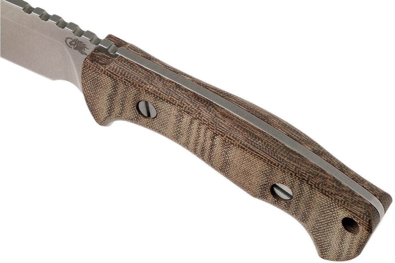 Rick Hinderer Ranch Bowie Natural Canvas Micarta, Stonewashed, bowie mes