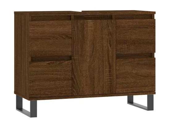 Armoire salle de bain chêne marron 80x33x60cm bois d'ingénierie