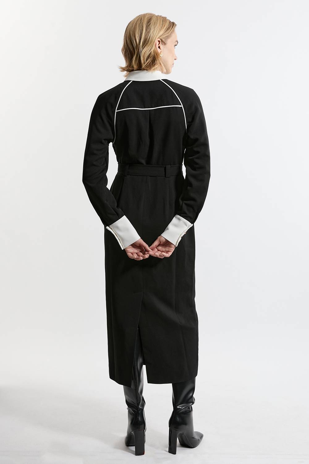 KarenMillen Petite robe maxi tissée en sergé à col contraste