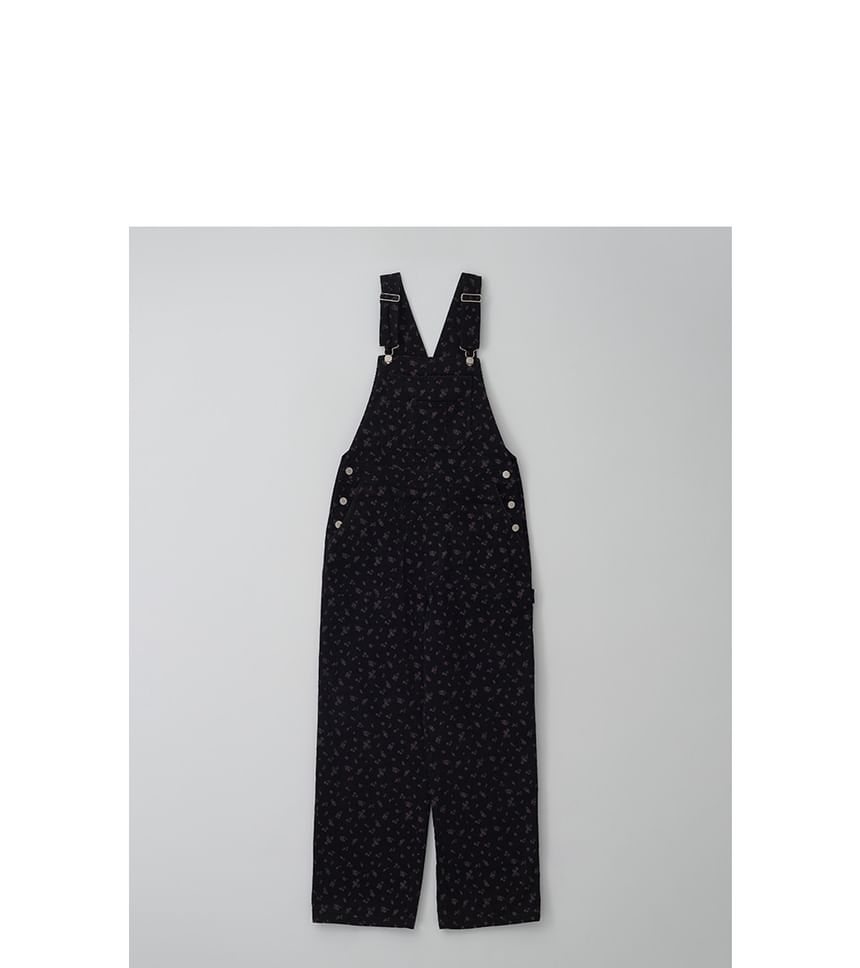 rolarola - Bloemen corduroy overall broek (zwart)