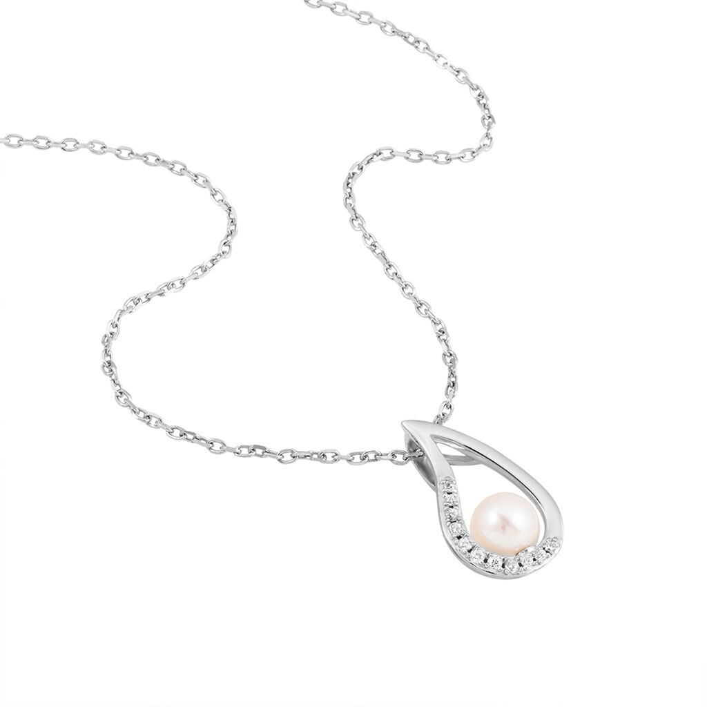 Collier Akiko Argent Blanc Perle De Culture Et Oxyde De Zirconium