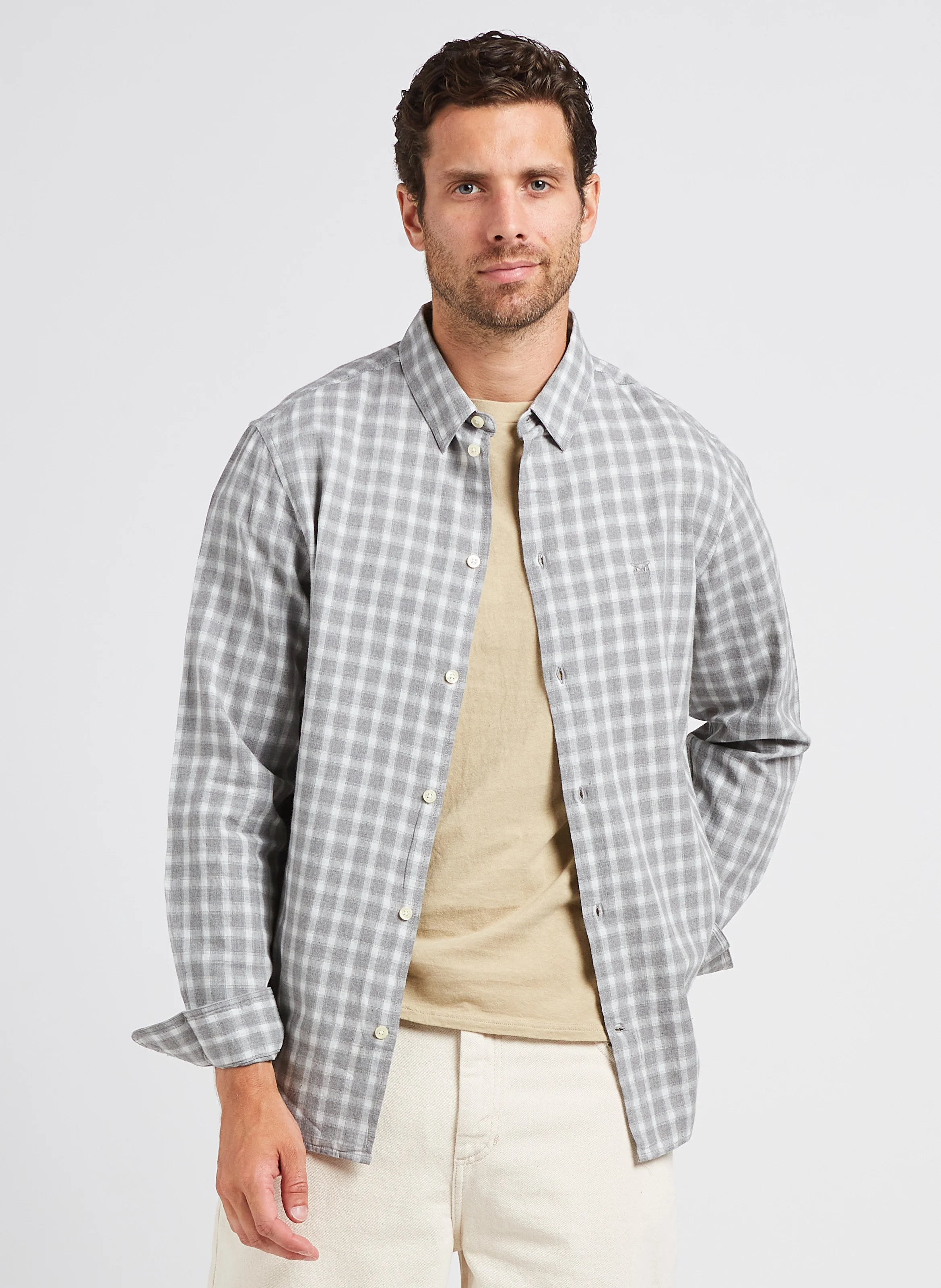 Chemise col classique à carreaux en coton bio | Multicolore