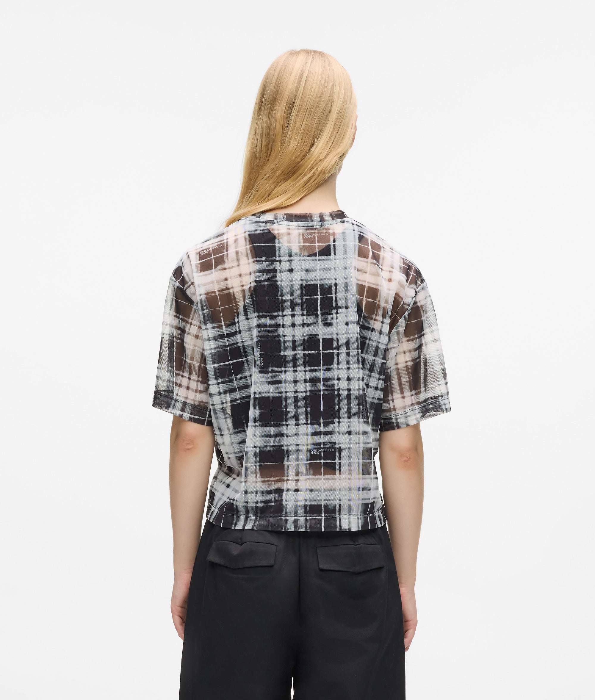 Geruit mesh T-shirt