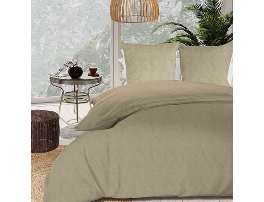 SOLEIL D OCRE - Parure de lit housse de couette Parure de lit unie bohème lin 240x220 cm