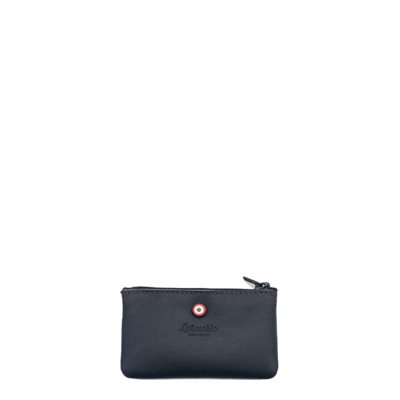 Petit porte-monnaie Emile Elysée en cuir Lisse Lune Bleue