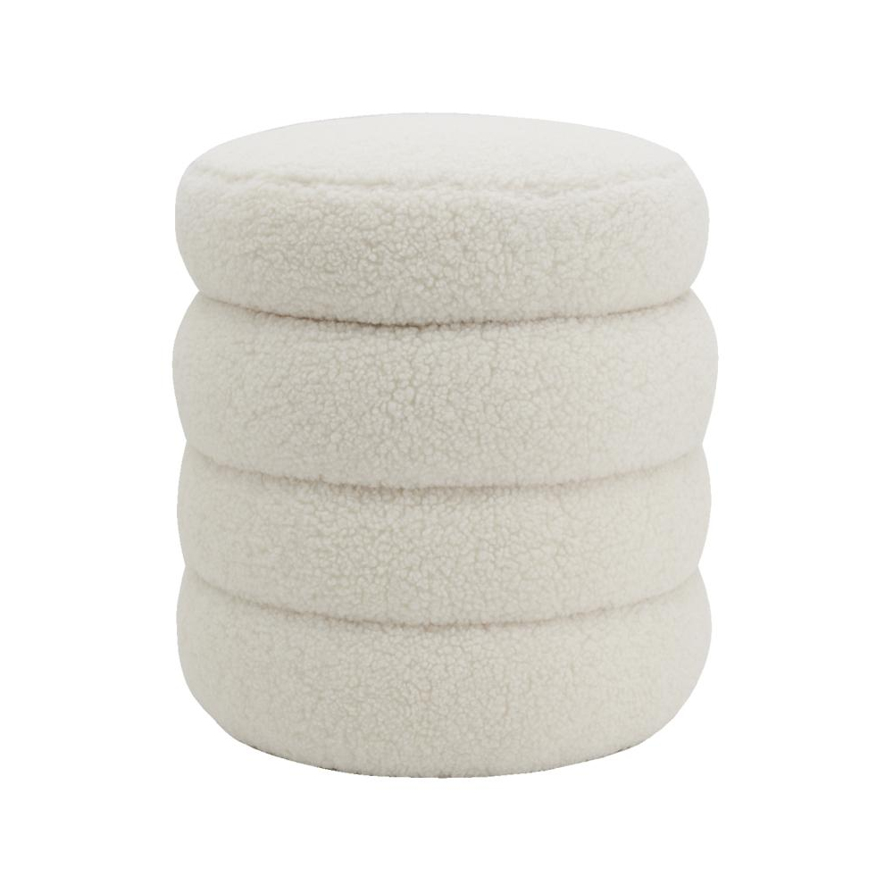 Pouf coffre bouclettes blanc