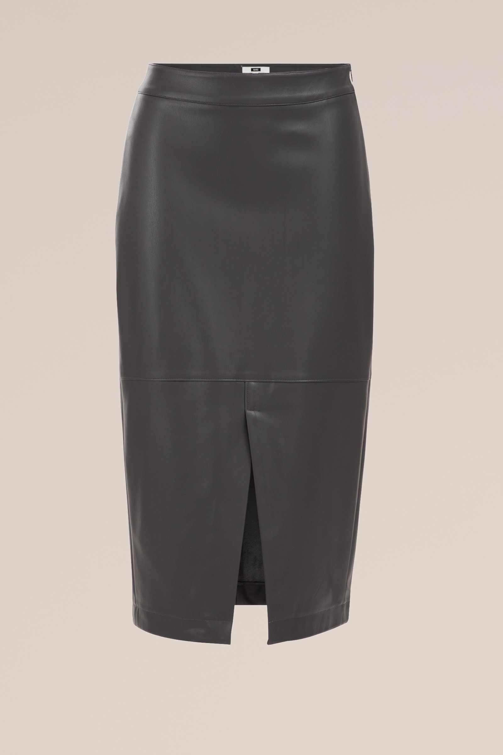 kokerrok van imitatieleer WE Fashion Donkergrijs