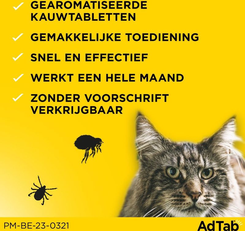Elanco AdTab Anti Vlooien en Teek - Kauwtabletten - Kat - 3st