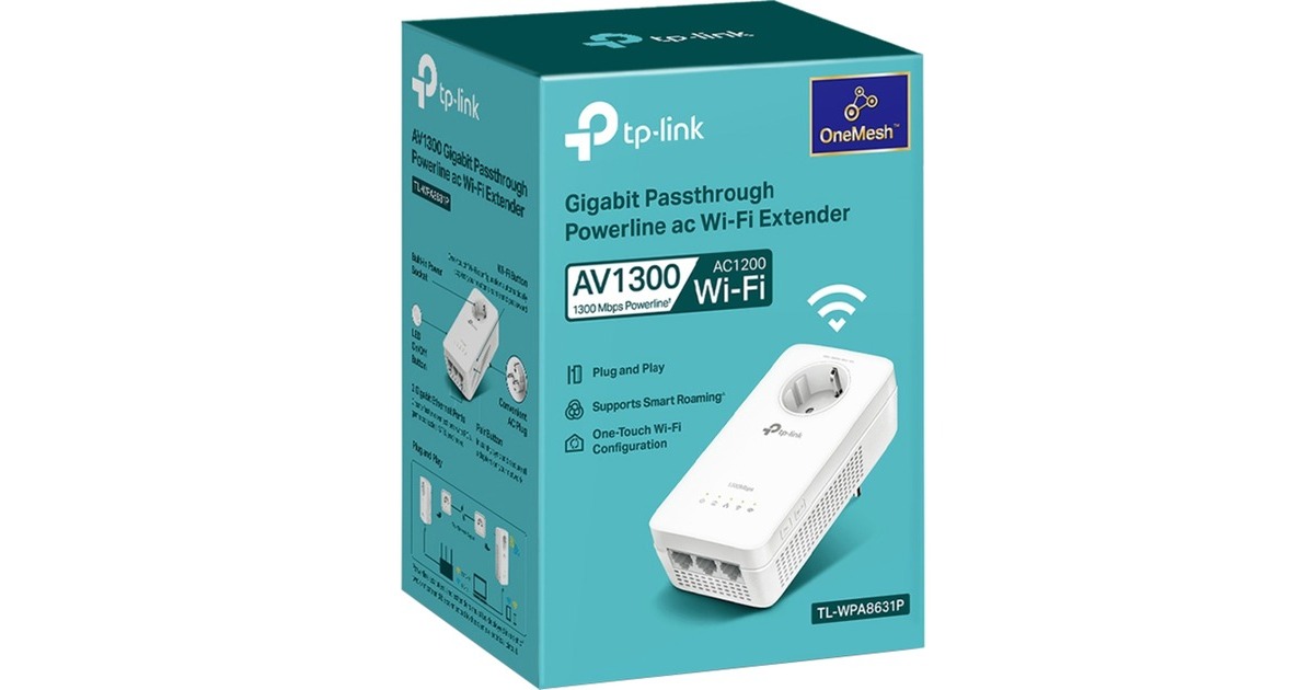 TP-LinkTL-WPA8631P AV1300 Gigabit Passthrough Powerline ac Wi-Fi Extender powerline + wlan  (Wit)