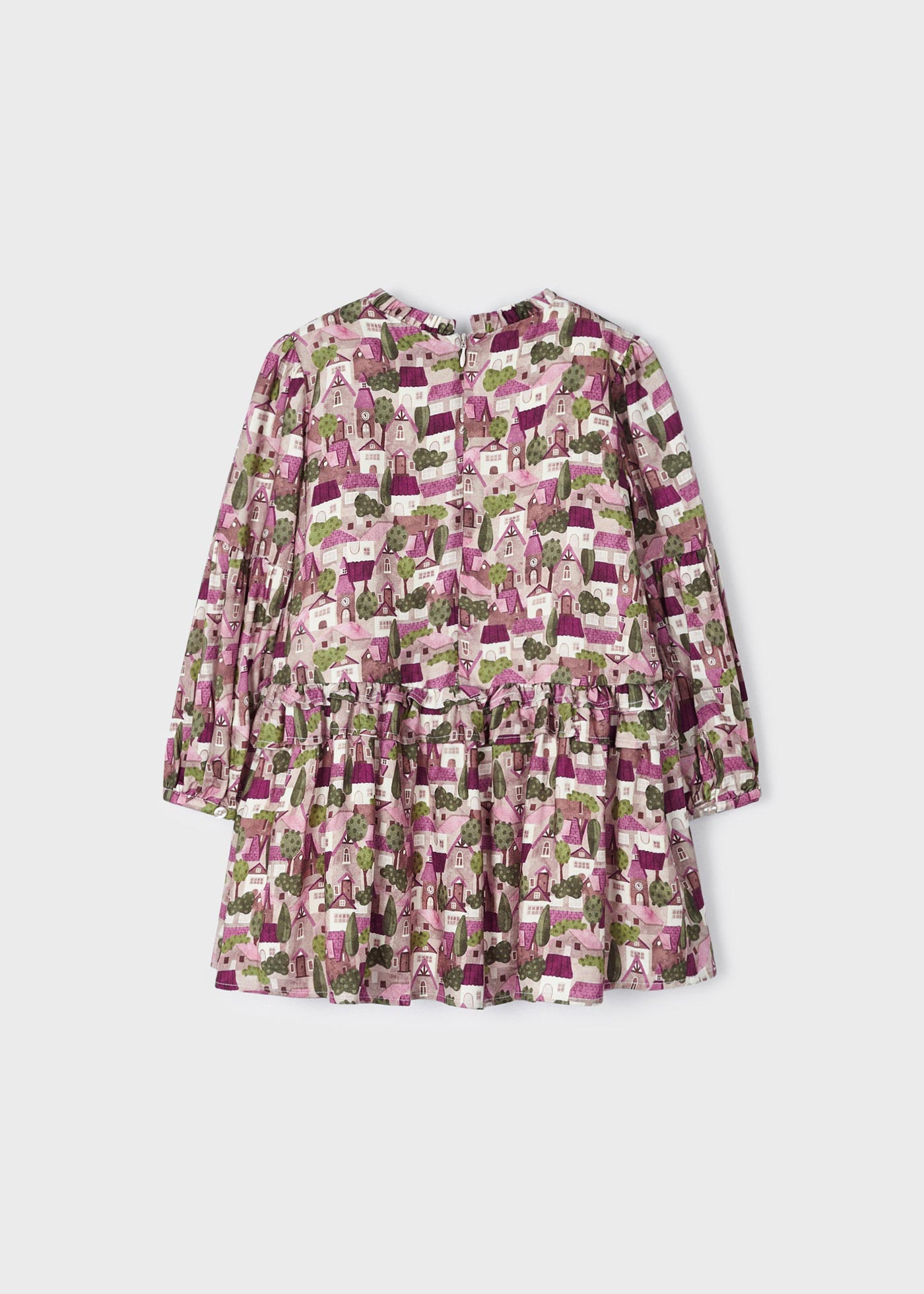 Vestido infantil estampado com babados