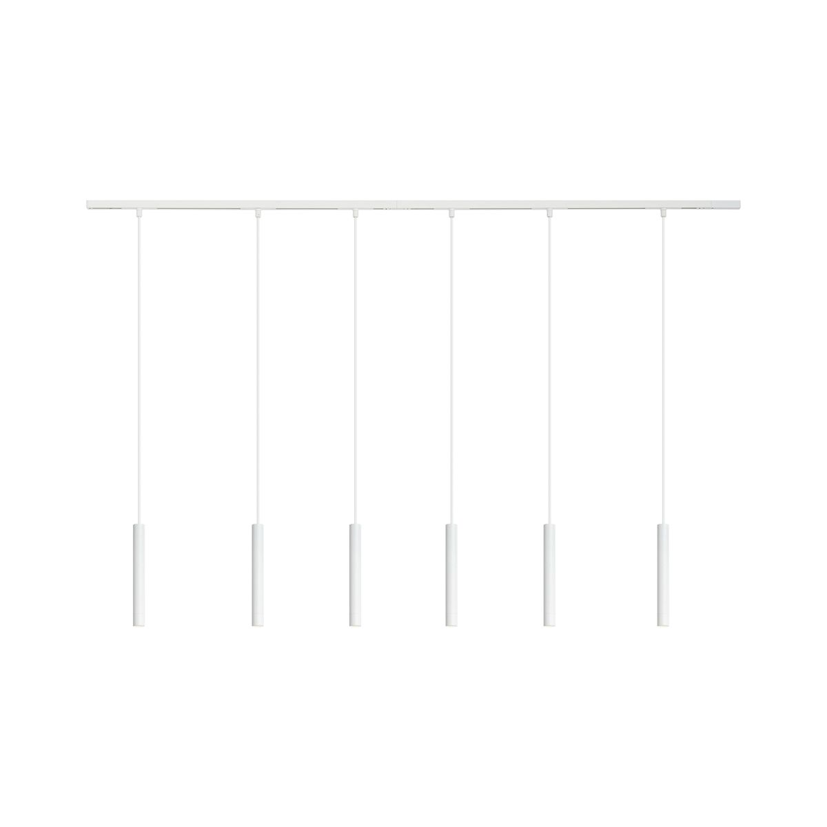 Modern railsysteem met 6 hanglampen wit 1-fase - Slimline Keno