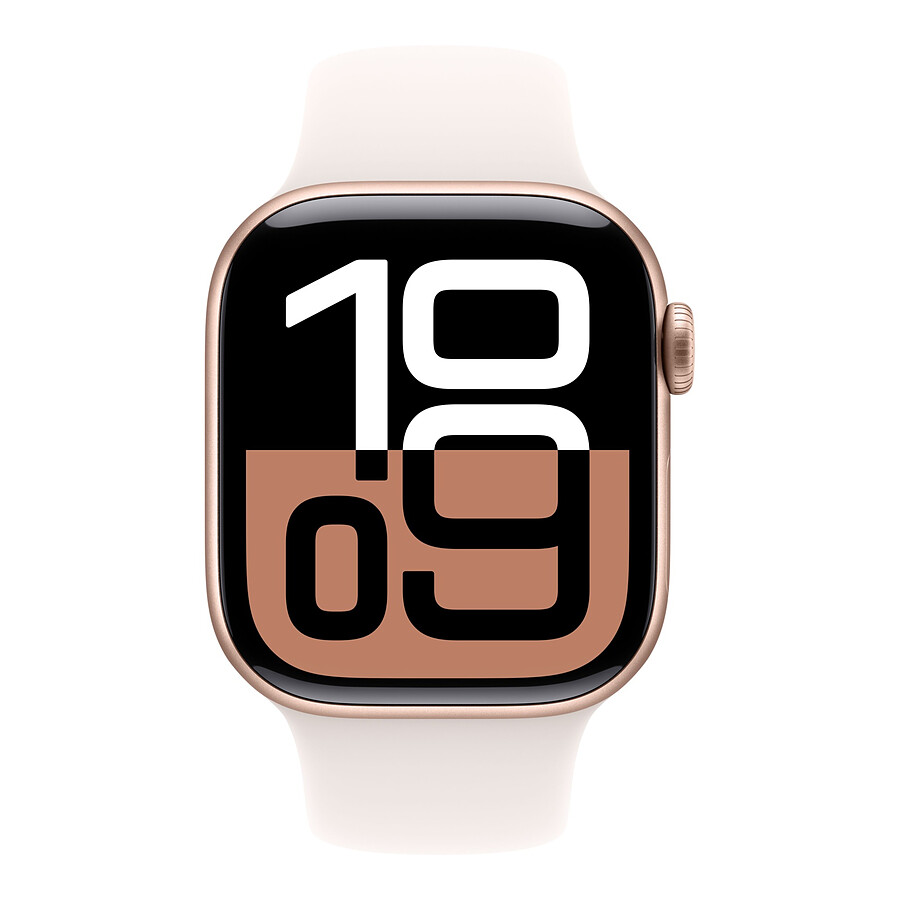 Apple Watch Series 10 GPS + Cellular - Aluminium Rose Or - Bracelet Sport Rose Tendre - 42 mm - Taille M/L