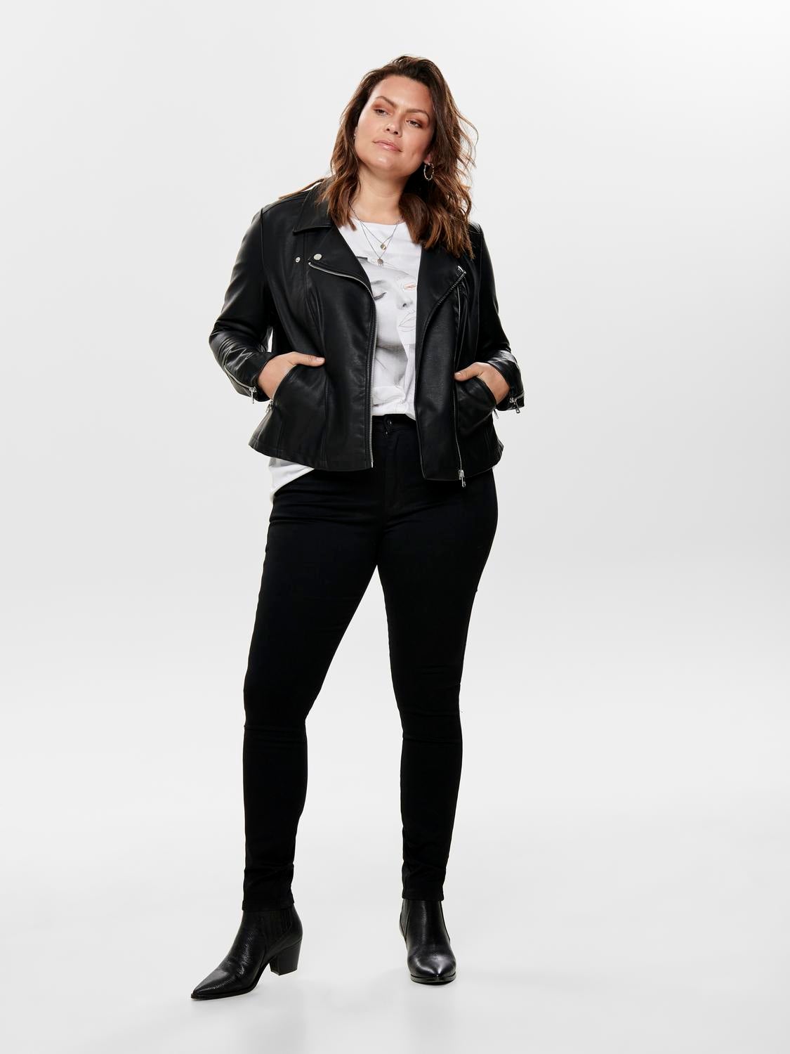 CAREMMY Bikerjacke in Lederoptik Black
