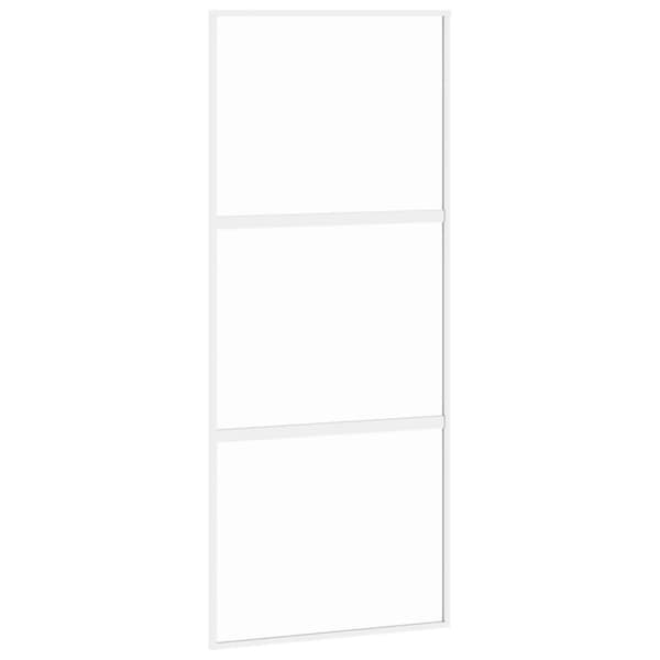 vidaXL Skyvedør hvit 90x205 cm herdet glass og aluminium