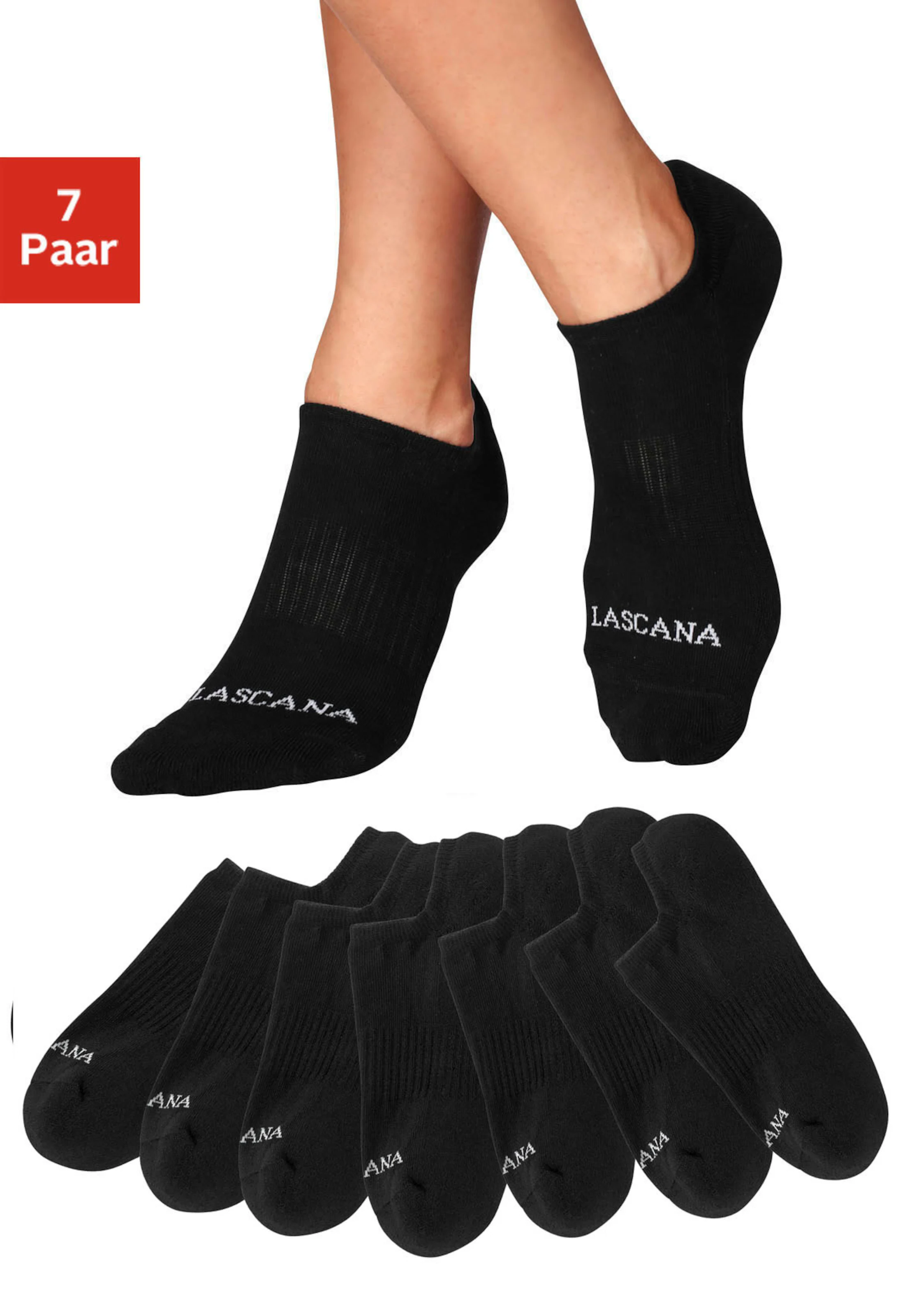 LASCANA ACTIVE Sneakersocken in 7x schwarz