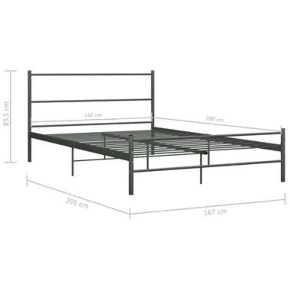 vidaXL - Tweepersoonbed - Grijs - Metaal - 160x200 cm