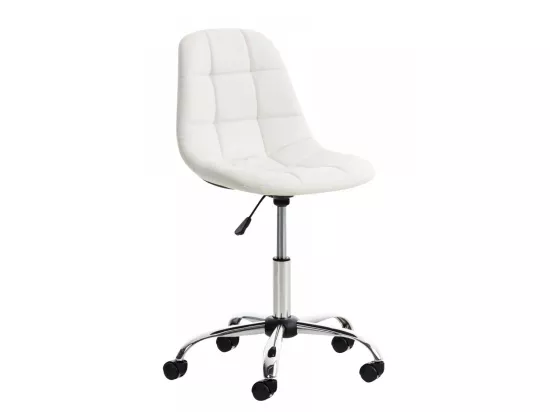Chaise de bureau - Similicuir & Métal chromé - Blanc - Emil
