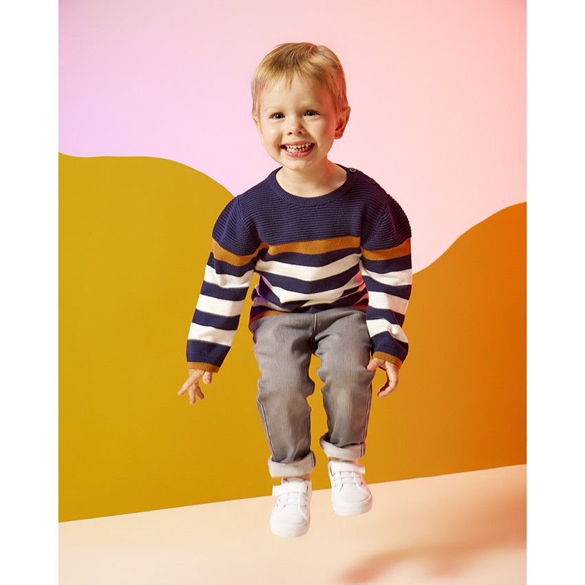 Pantalon effet jean uni pour bébé garçon - Gris chiné