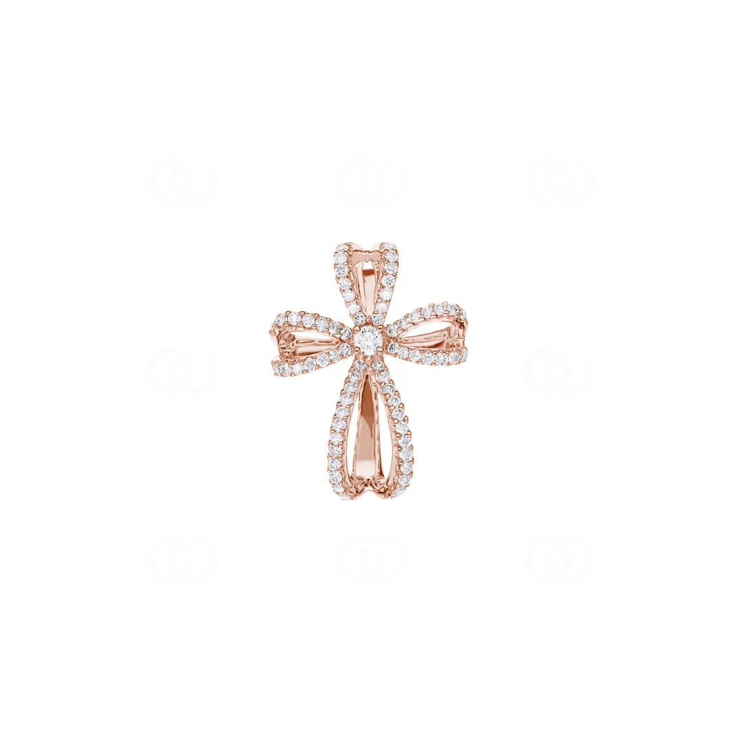 Kreuzanhänger 750/18 K Roségold mit Diamanten 0.41 ct H/si