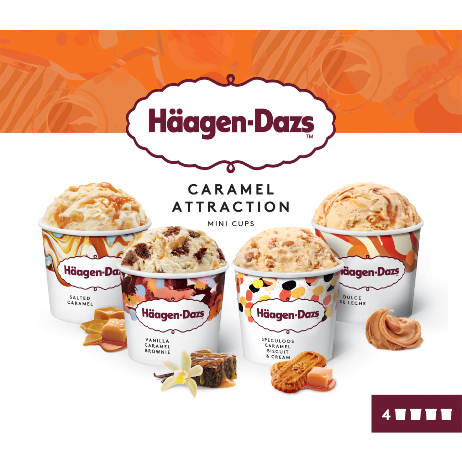 Häagen-Dazs Glace Caramel Attraction Minicups 4x95ml