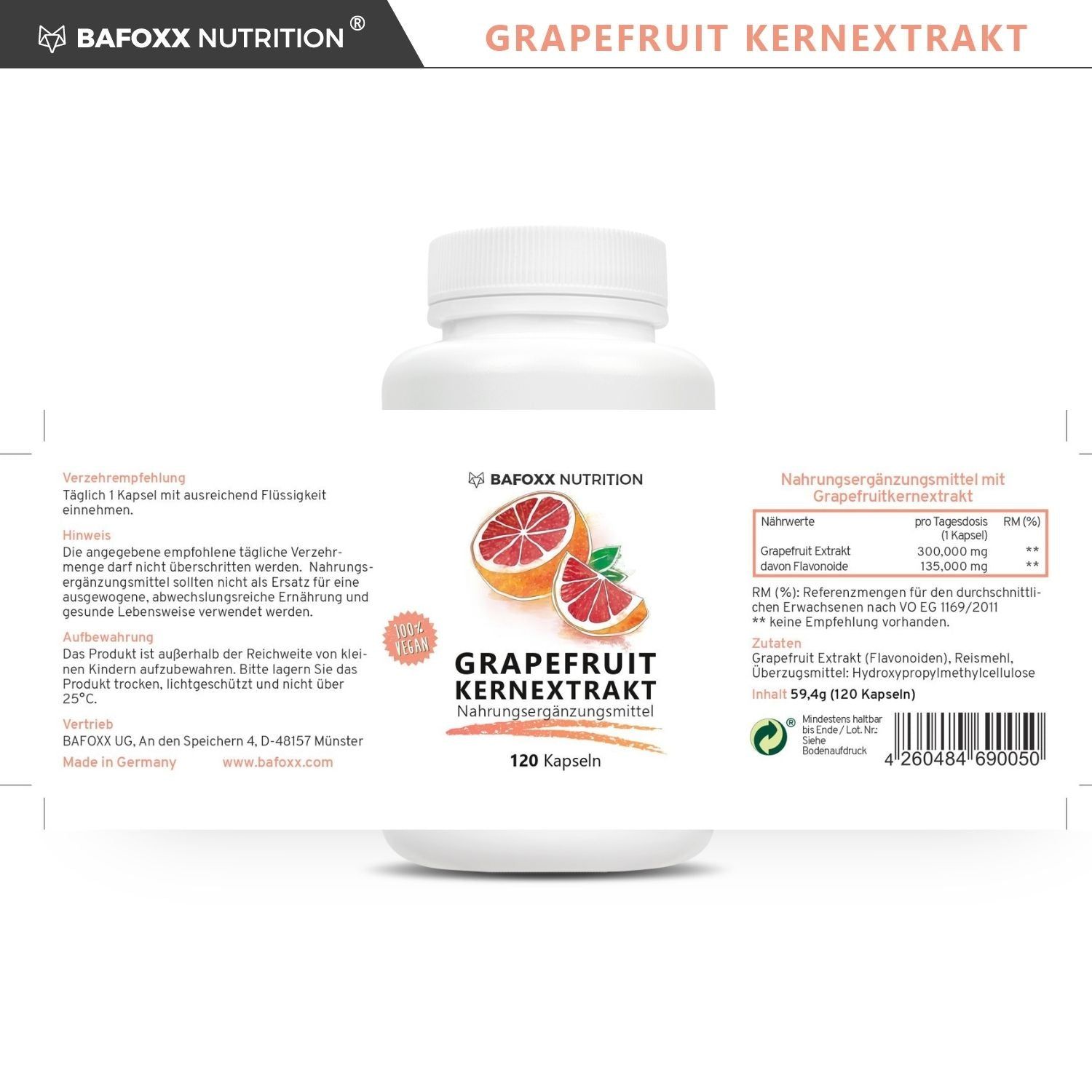BAFOXX Nutrition® Grapefruitkernextrakt Kapseln