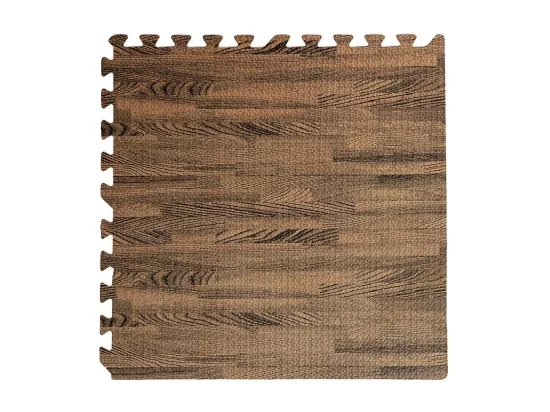 4PCS Tapis puzzle doux EFFET BOIS DE NOYER 60 x 60 x 0,8 cm pour le jeu d'intérieur des enfants