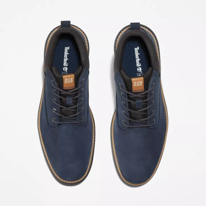 Bota Chukka de couro Cross Mark para homem, cor azul marinho.
