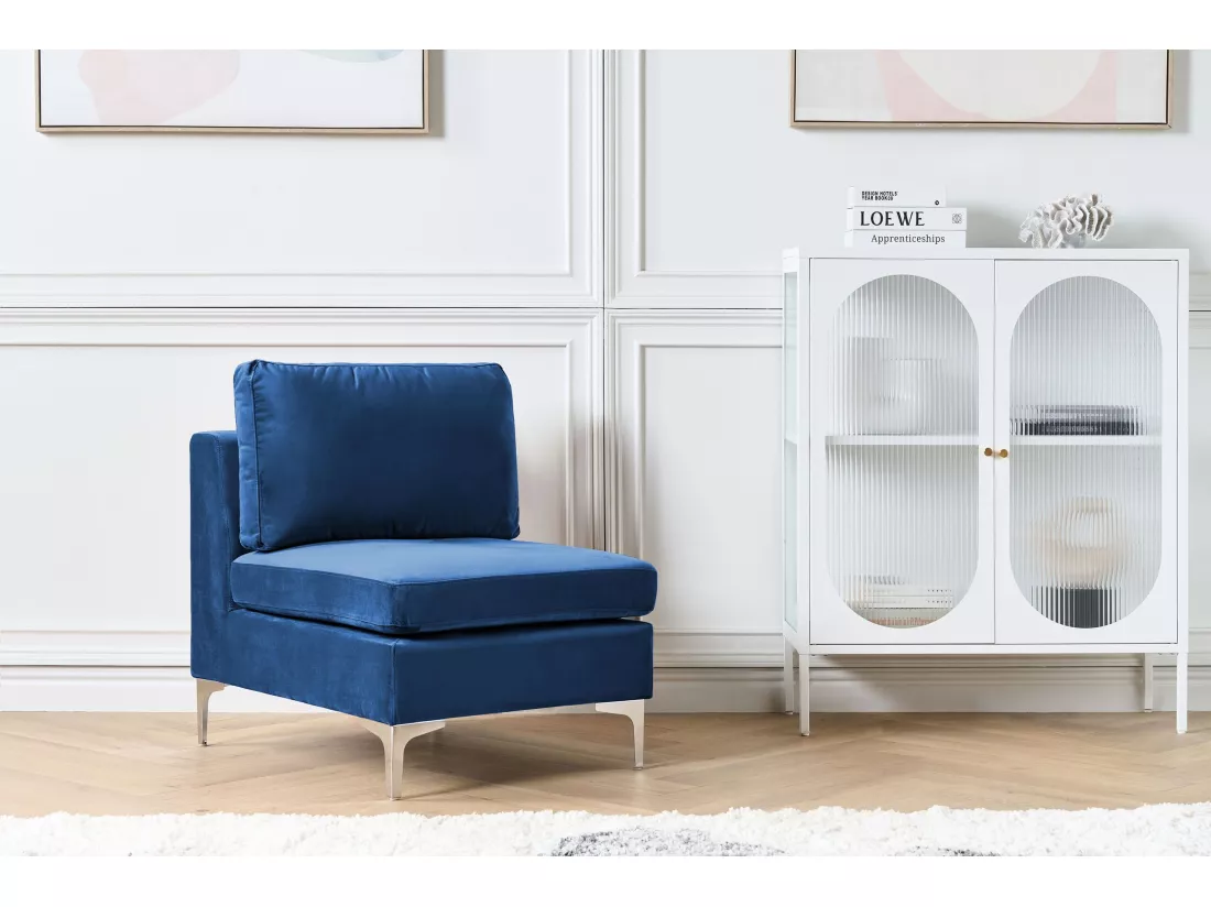 Section de canapé en velours bleu marine 1 place EVJA