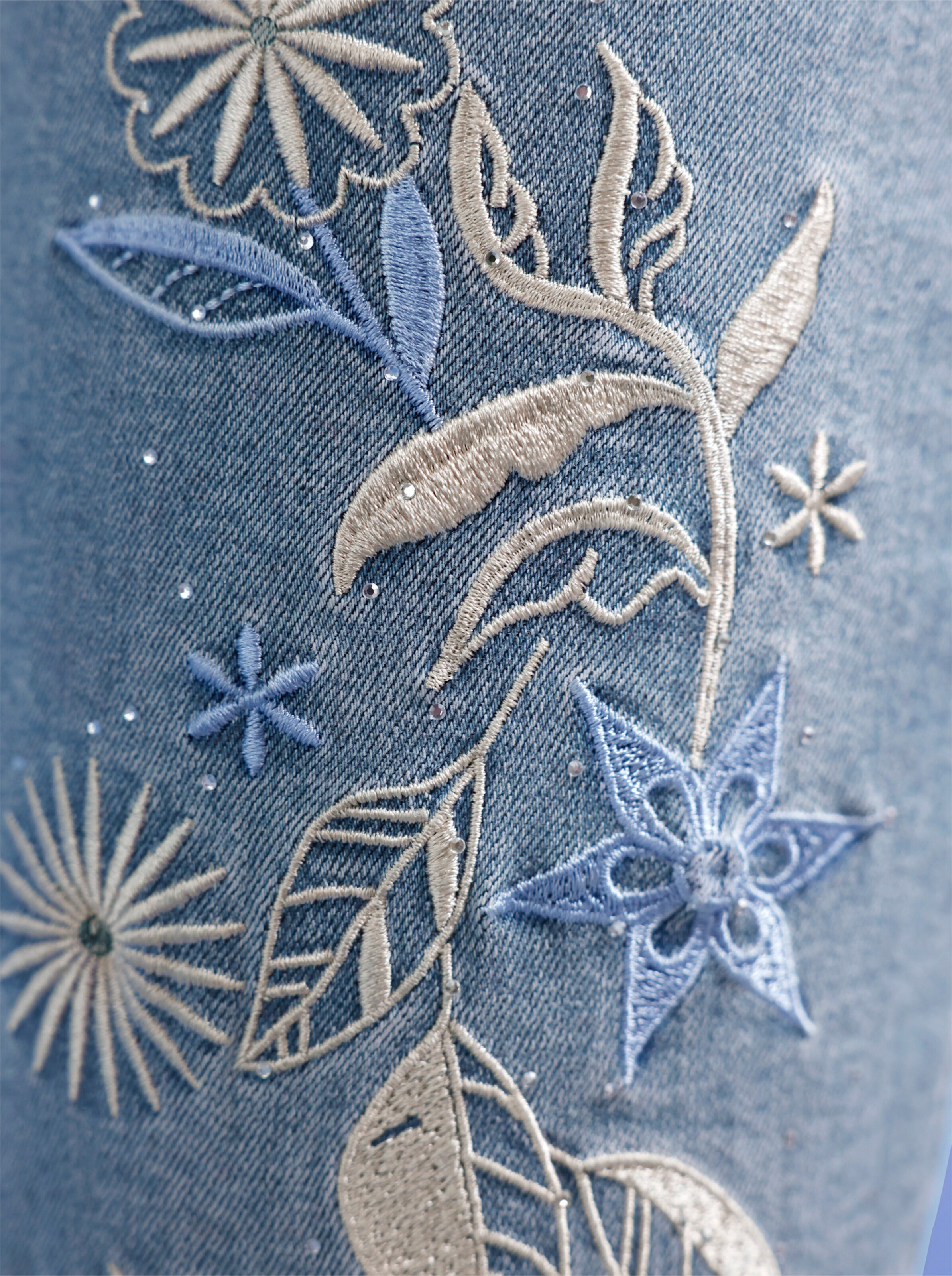 CREATION L PREMIUM Baumwoll-Lyocell-7/8-Jeans in blue-bleached
