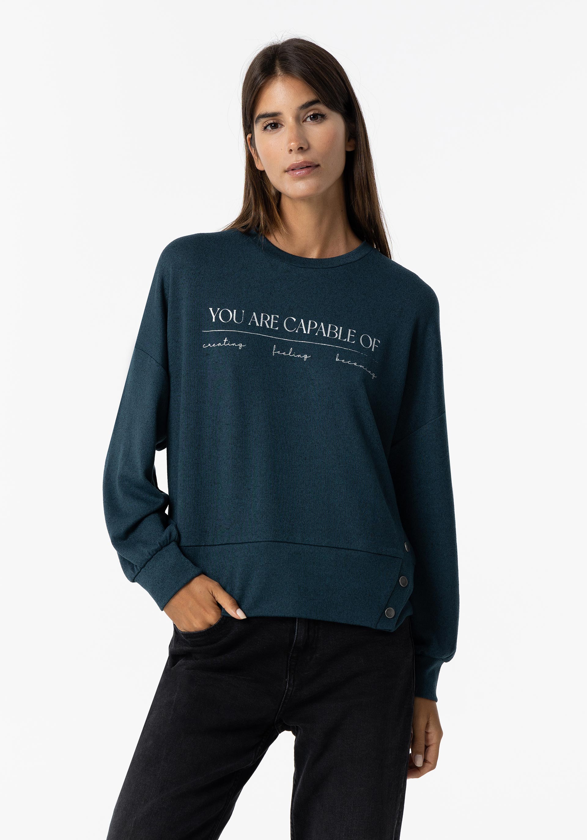 Sweatshirt com Texto Frontal