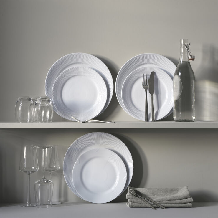 Royal Copenhagen Hvid Riflet 2-pak tallerkner 22 cm Hvid