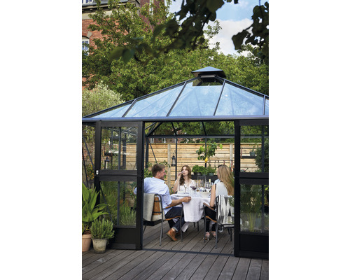 JULIANA Oasis kas, 3 mm veiligheidsglas, 368 x 368 cm, antraciet/zwart