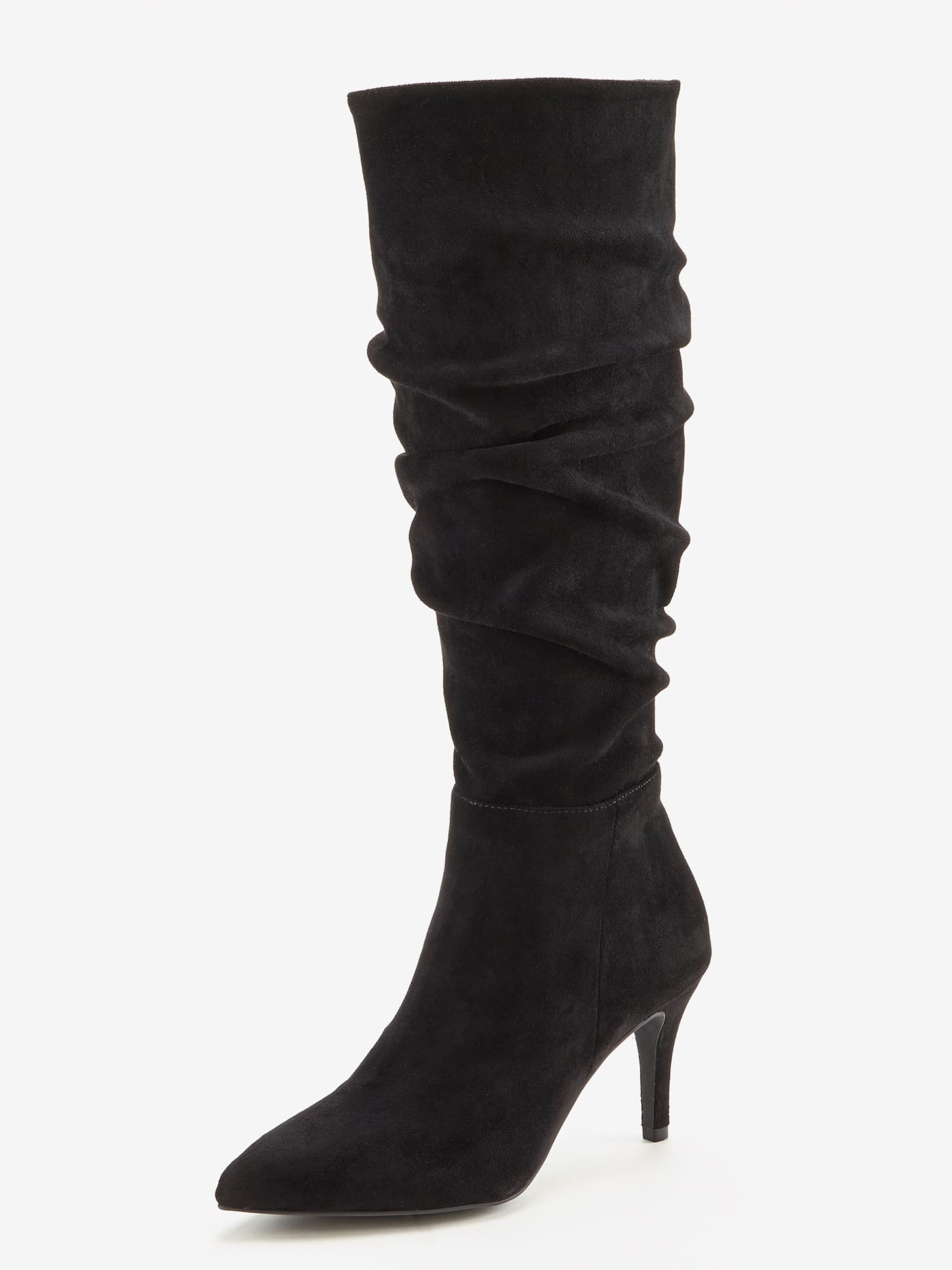 Bottes à glissière fronces tendance avec talon compensé confortable d'env. 8 cm