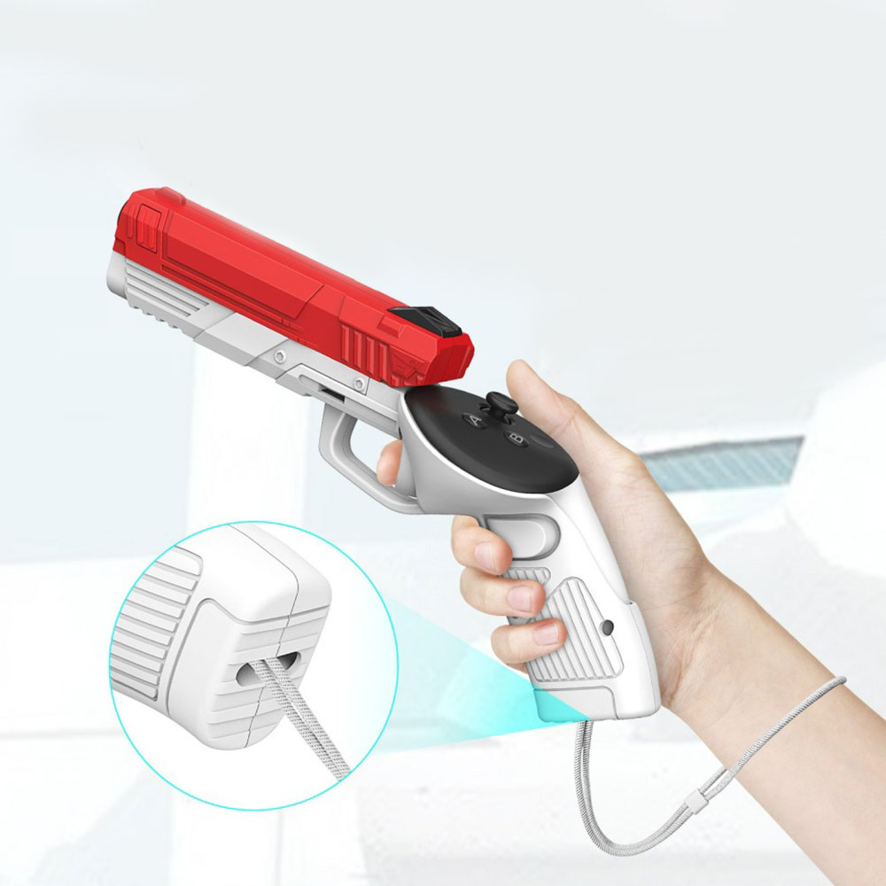 (2er-Set) Meta Quest 3 / 3S Gaming Gun Aufsatz für Controller Gamepad - Weiss / Rot