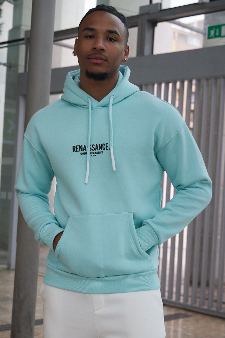 Sweat à capuche turquoise 