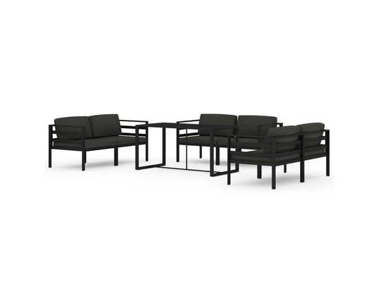 VIDAXL - Salon extérieur Salon de jardin 7 pcs avec coussins aluminium anthracite