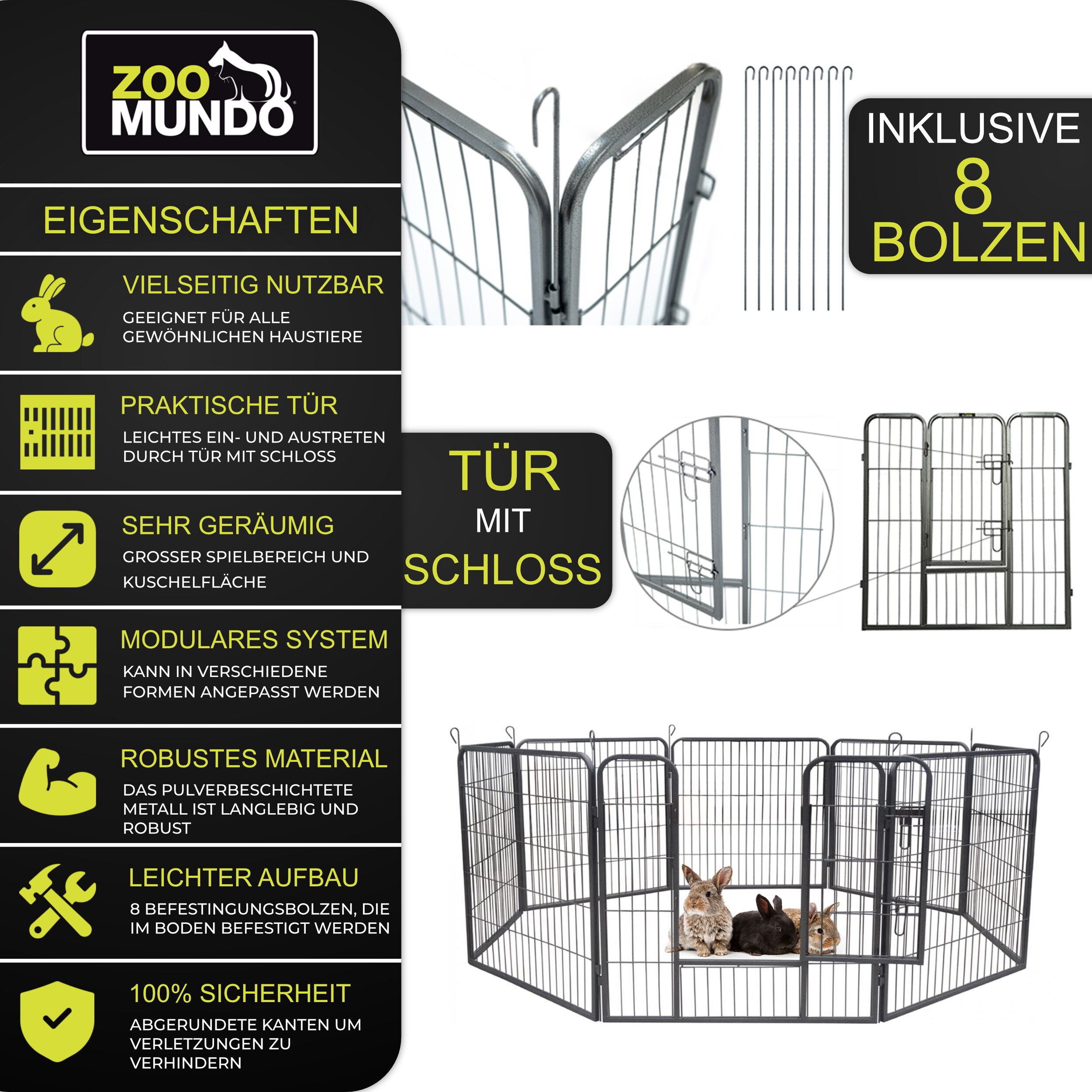 zoomundo Welpenauslauf / Freilaufgehege 8-Eck - L