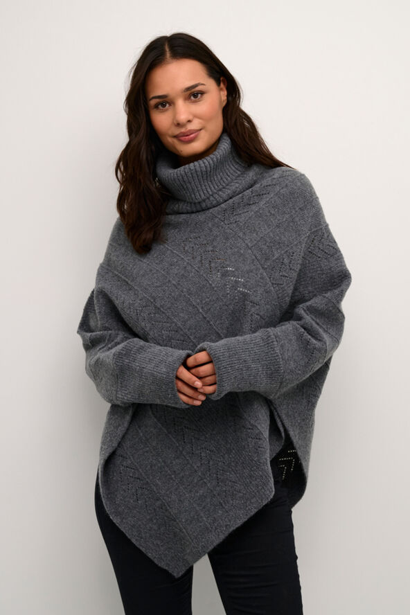 Cream CRHoliday Turtelneck Poncho Asphalt melange
