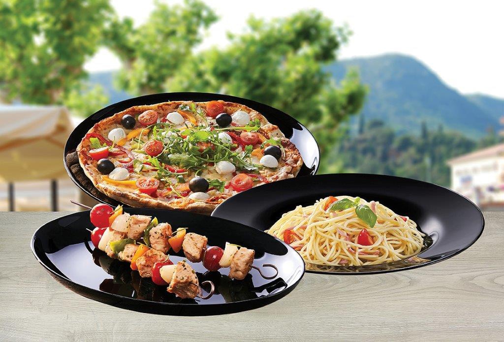 CreaTable Pizzateller ITALIEN PARTY 33 cm Glas schwarz