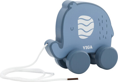 Træk Elefant I Træ - 11 CM - Blå - Viga