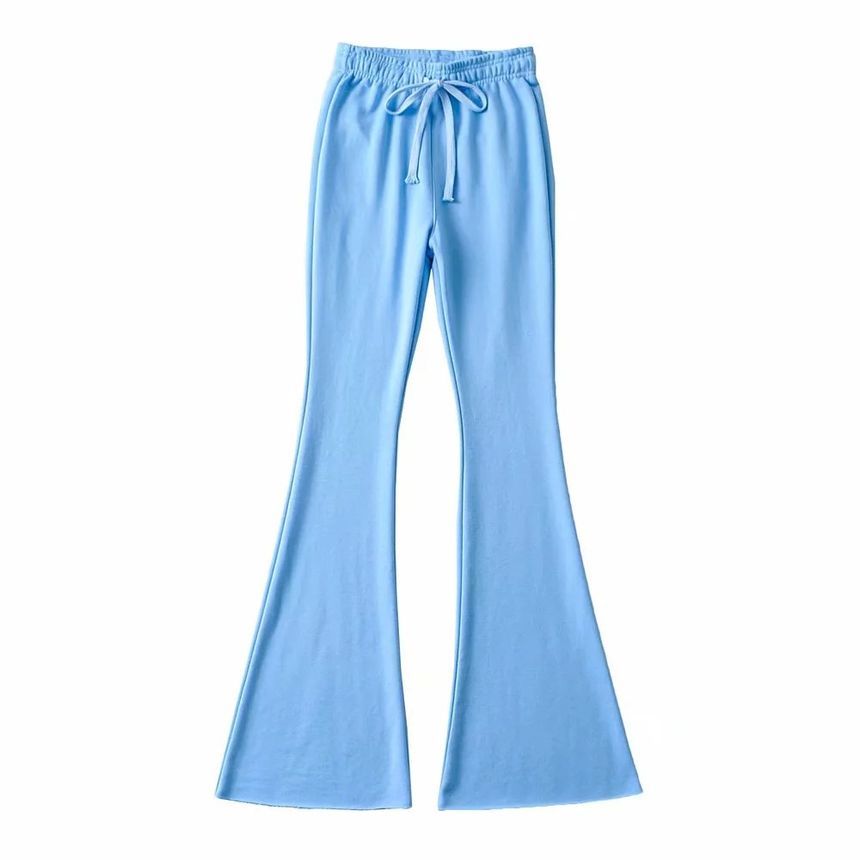 Asiris - Effen wijde broek met trekkoordtaille